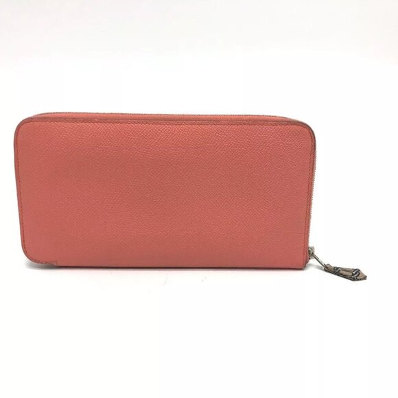 AUTHENTICITY GUARANTEED HERMES Azap Silk-In Zip Around Long Wallet Epsom Pink - Picture 1 of 14